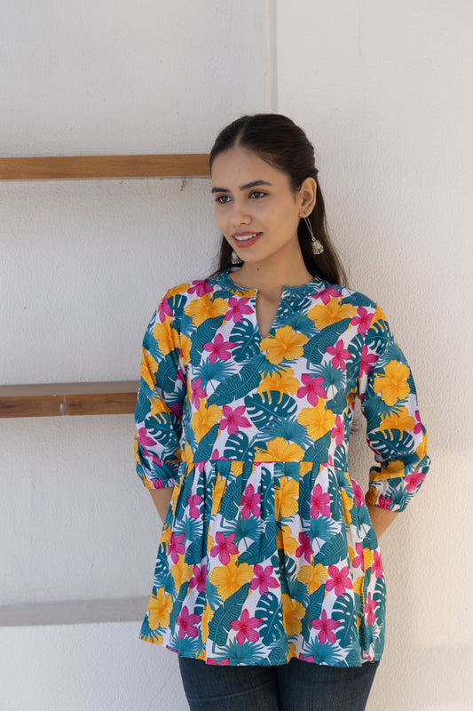 Meadow Charm Peplum Top (Multicolor)