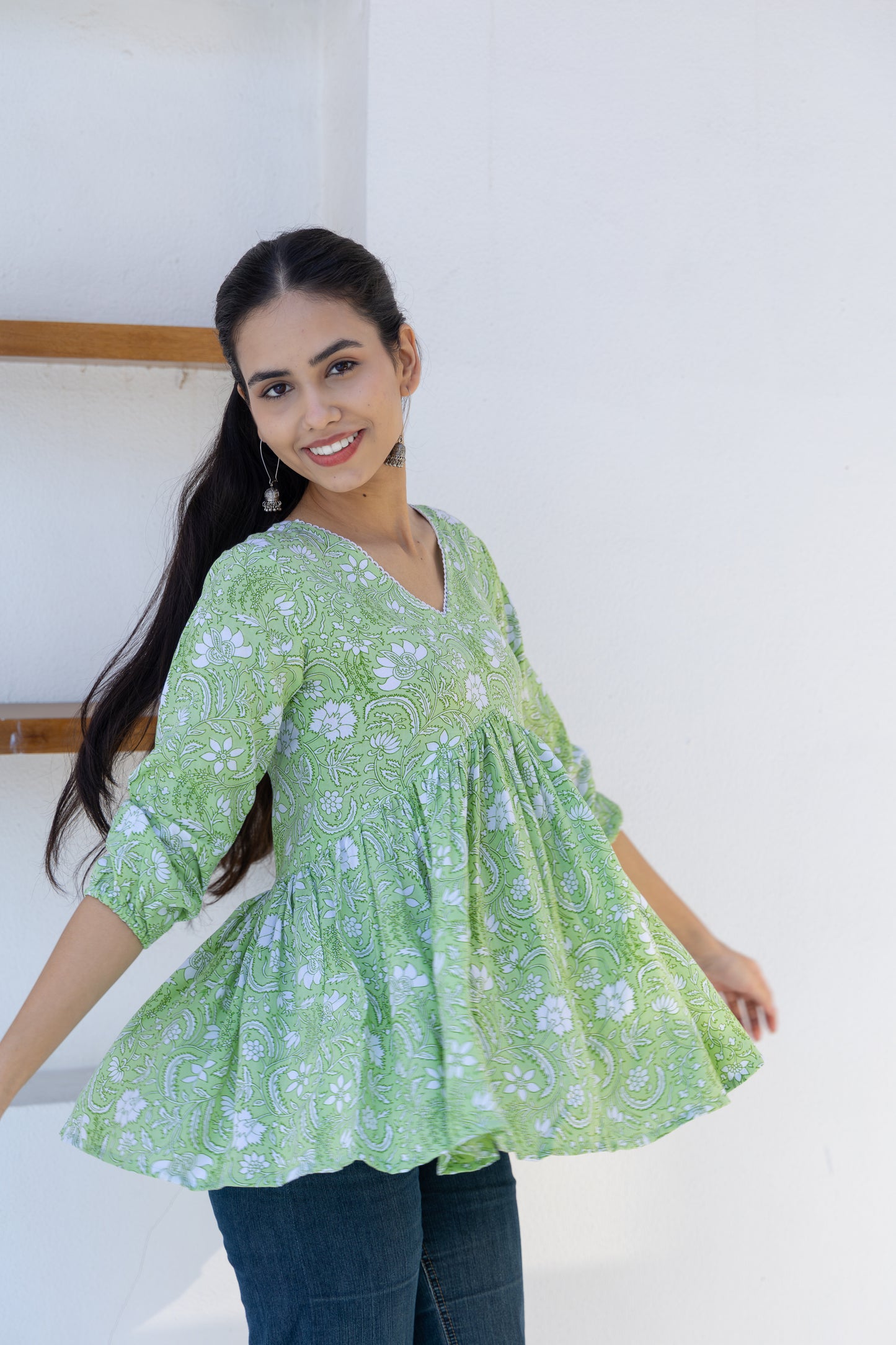 Meadow Mist Peplum Top (Green)