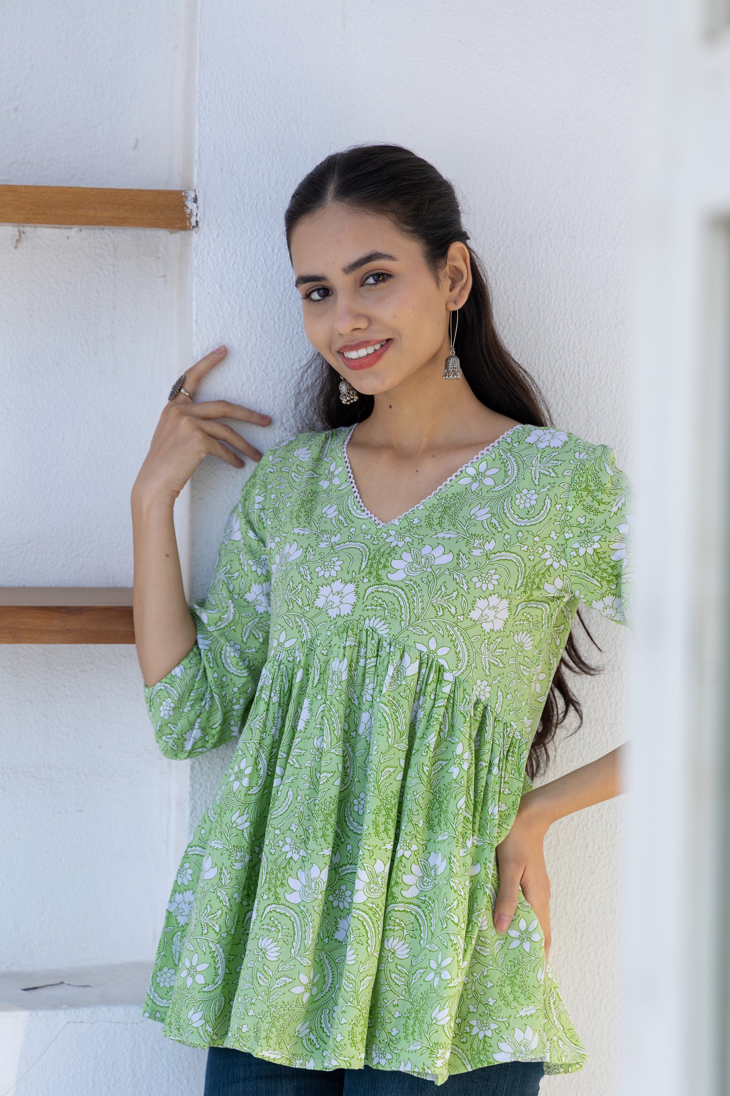 Meadow Mist Peplum Top (Green)