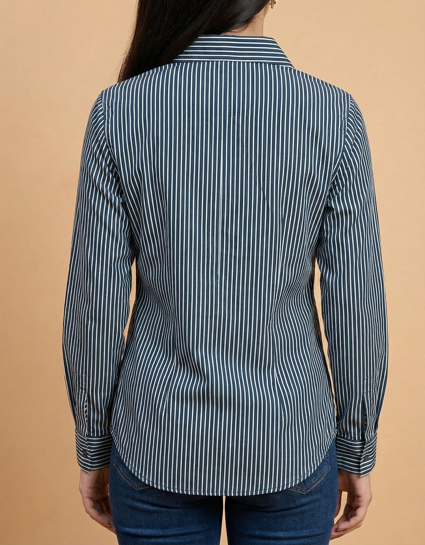 Noirline - Striped Fitted Shirt (Navy Blue)