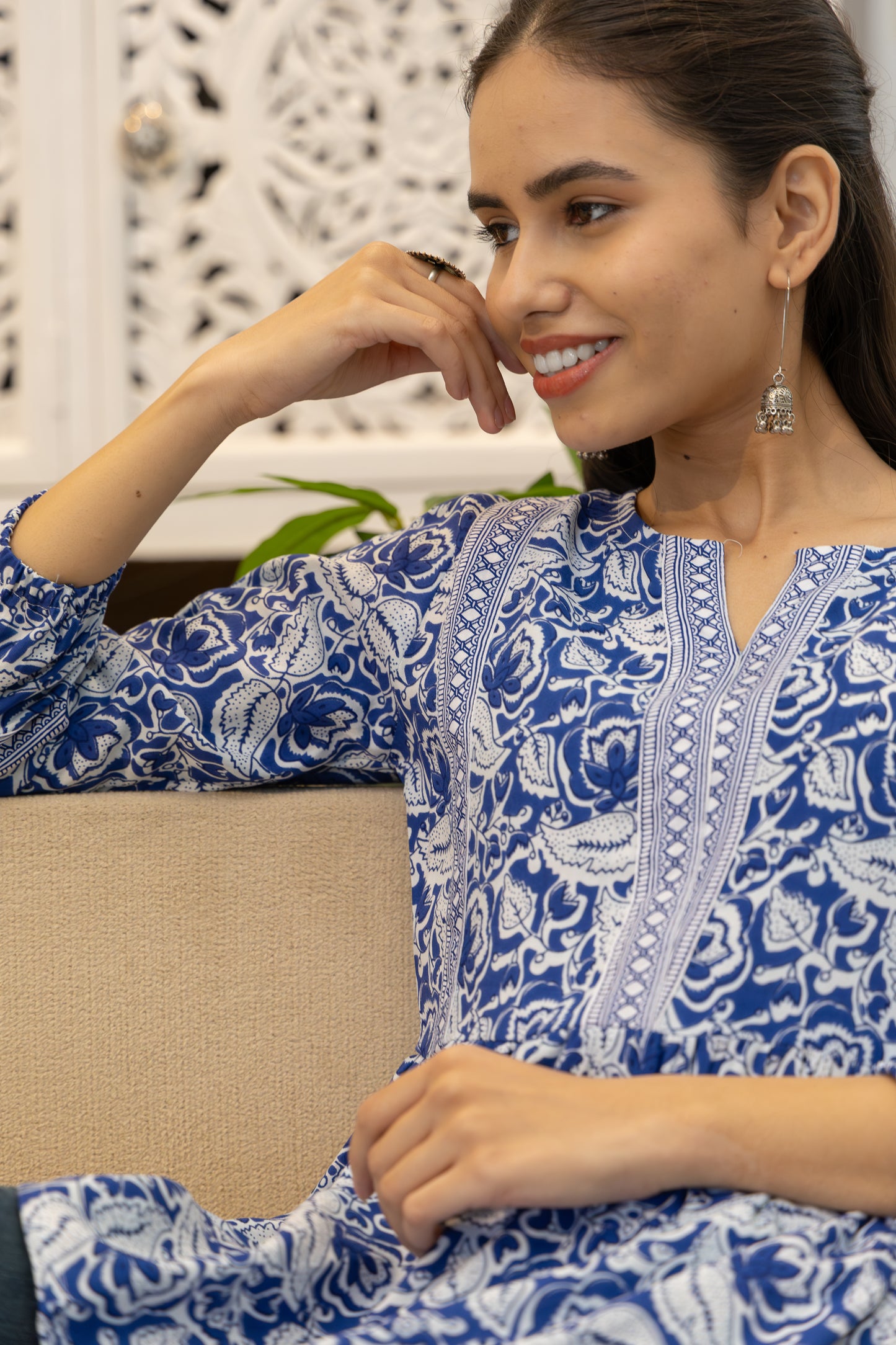 Petal Charm Blue Peplum Top