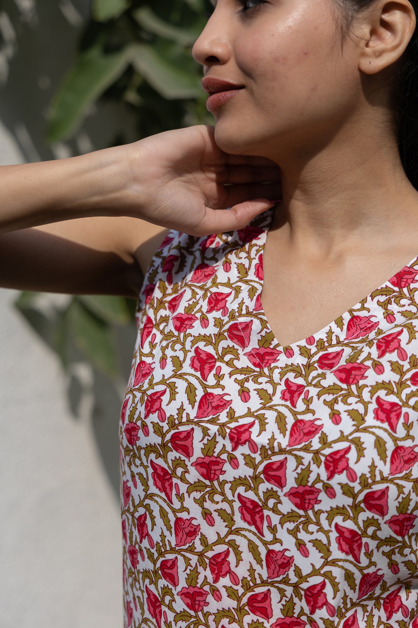 Scarlet Bloom Sleeveless Cotton Top