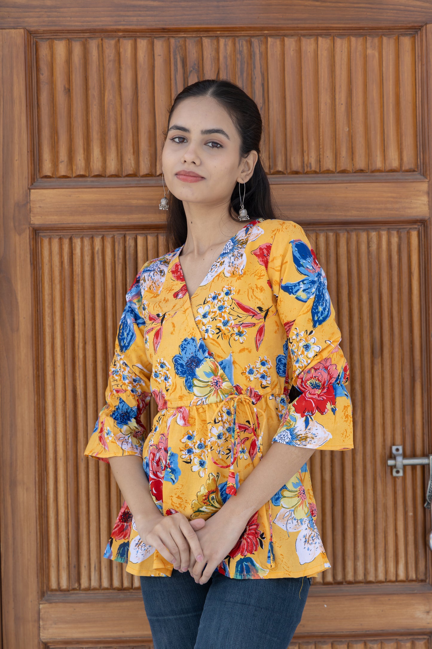 Saffron Breeze Angrakha Top (Orange)