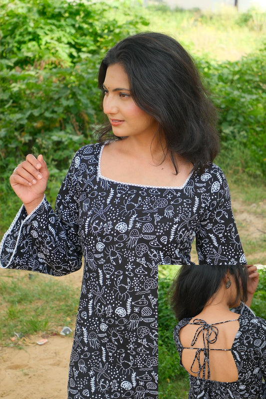 Jaanvi – Designer Back Kurti (Black)