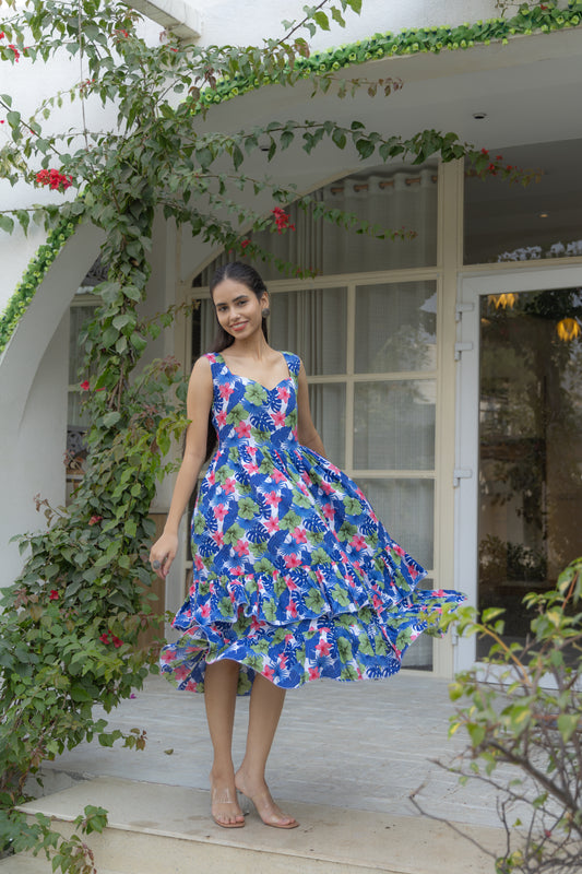 Verdant Dreams Tiered Dress (Multicolor)