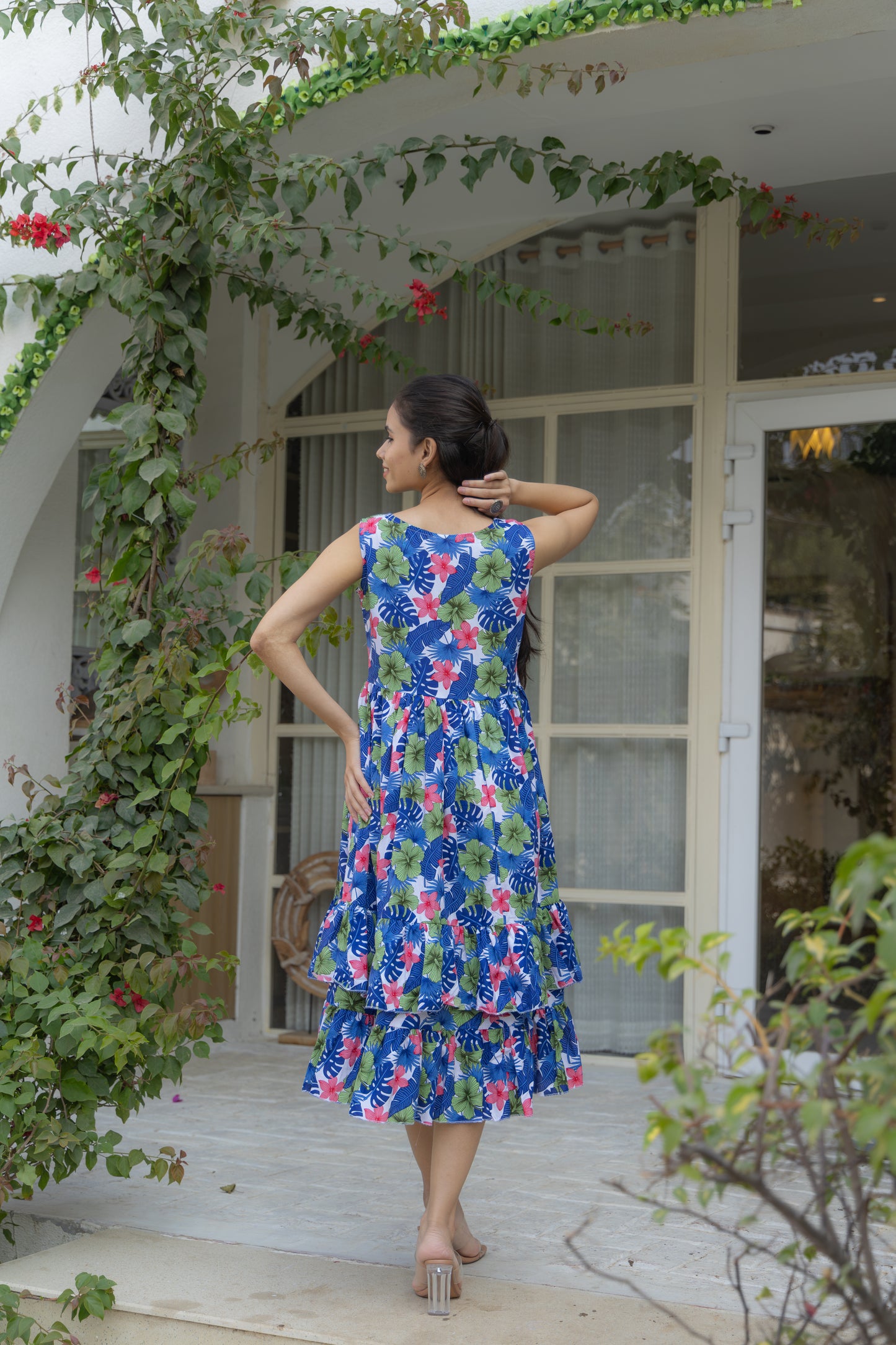 Verdant Dreams Tiered Dress (Multicolor)