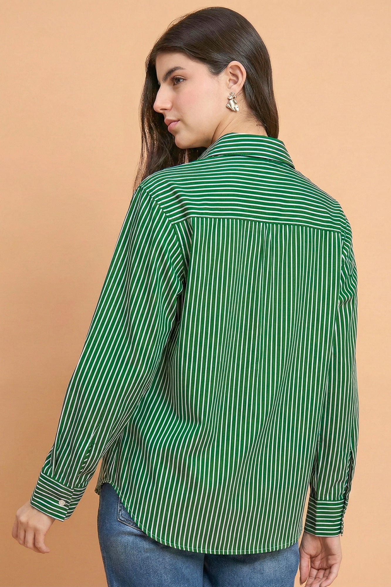 Verdeline - Striped Fitted Shirt (Emerald Green)