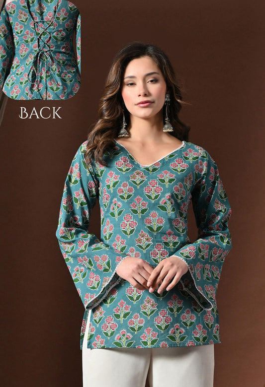 Amina - Emerald Corset back Short Kurta - KSAMA