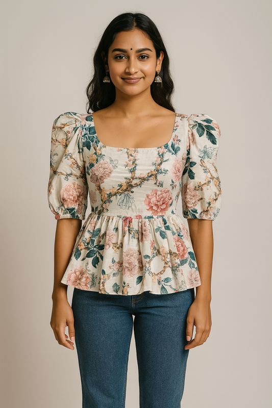 Phoolwari - Multicolor Peplum Top