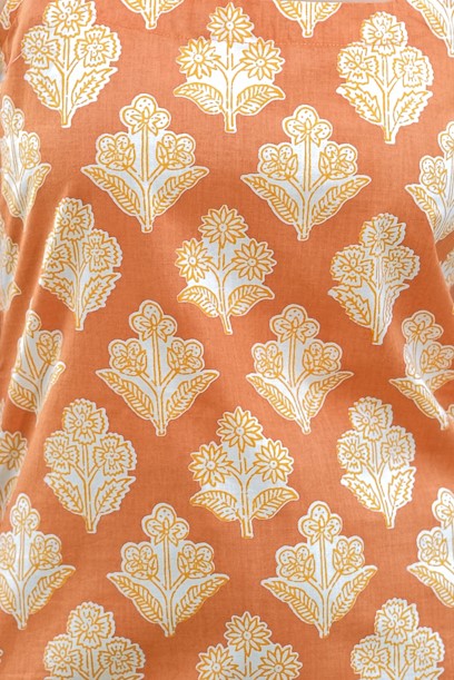 Floral Printed Open Back Sleeveless Kurti (Mustard)