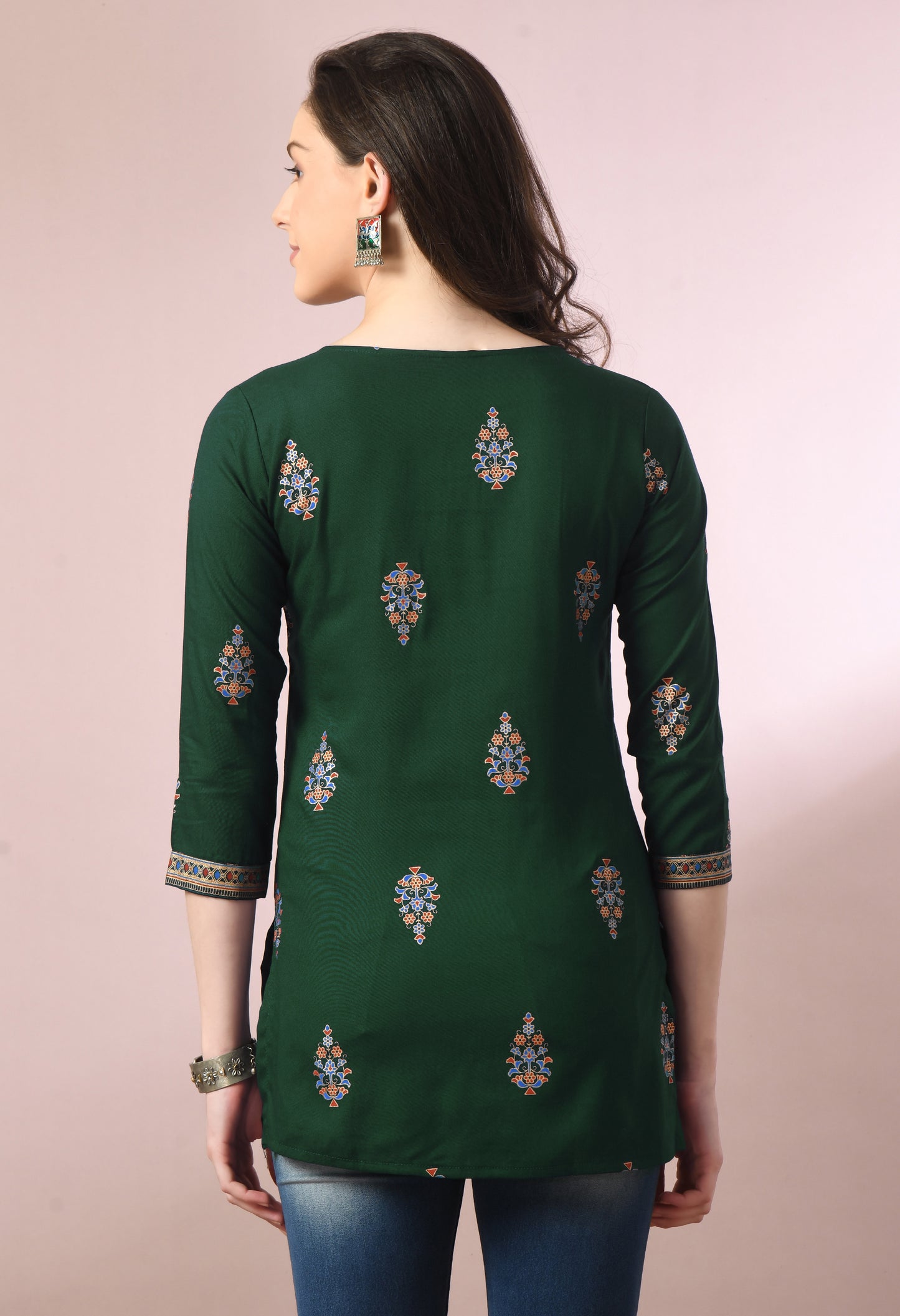 Noorika – Bottle Green Ethnic Motif Kurti